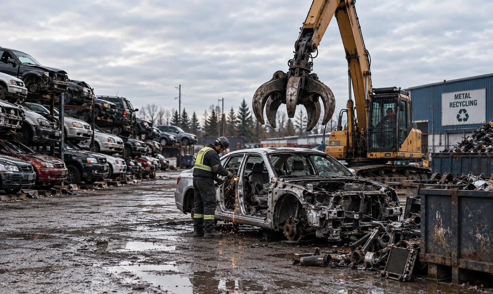 Vehicle being prepared for the recycler